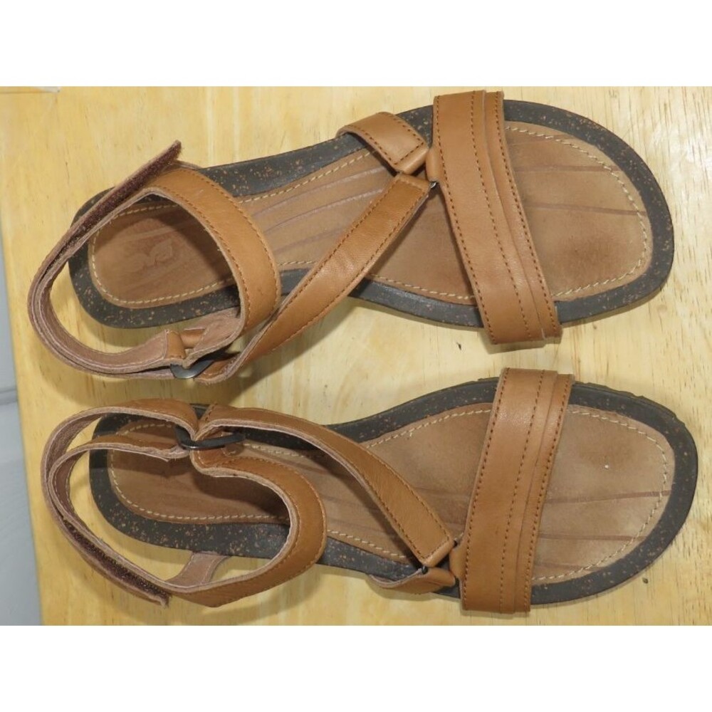 Teva Cabrillo Crossover Wedge Sandals Ankle Strap Brown Leather Size 8 - Picture 3 of 7